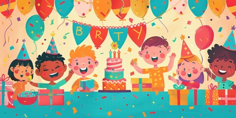 Obraz premium Joyful Birthday Celebration with Friends