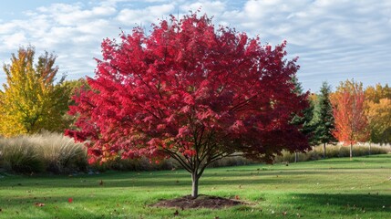 Maple Tree with Red Leaves
