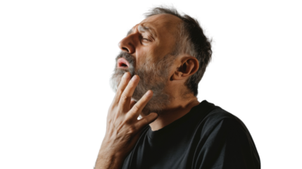 Portrait of an asthmatic man on transparent background