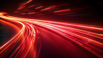 abstract red high speed and fast motion blur effect lines depict the speed of the road