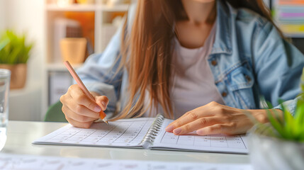 a woman trying to form a habit ticking off on the calendar