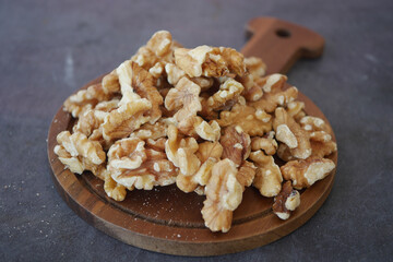 walnut on a plate on table 