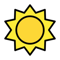 sun icon color or logo illustration outline black filled style