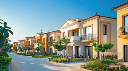 Fototapeta premium Luxurious House in Residential Area - Investment Home Property Investing Invest Apartment Estate Housing Loan Luxury Mortgage Rent Buy Sell Dwelling Building Listing 
