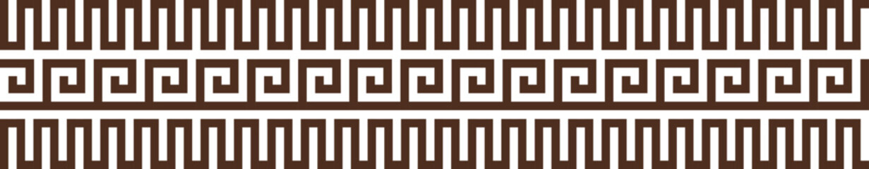 Greek key seamless border pattern collection. Decorative ancient meander, Greece ornament with repeated geometric motifs. Vector EPS10.