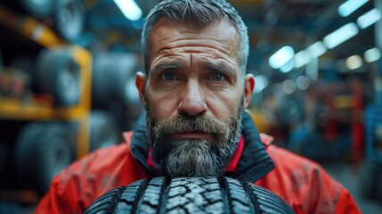 Tire Mechanic Portrait in a Workshop