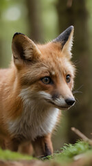 Fototapeta premium a fox that is walking in the woods