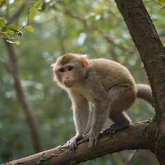 a monkey that is sitting on a branch in the tree