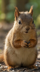 Obraz premium a squirrel that is sitting on the ground eating