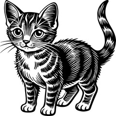 black and white cat vector