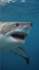 Naklejka premium a shark with its mouth open and it's teeth wide open