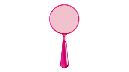 Pink hand mirror on transparent background