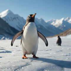 Fototapeta premium a penguin that is walking in the snow