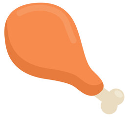 Fried chicken leg flat vector illustration isolated on white background