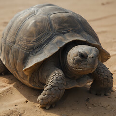 a on the sand with its head turned to look like it is walking