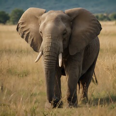 Fototapeta premium a large elephant that is walking through the grass