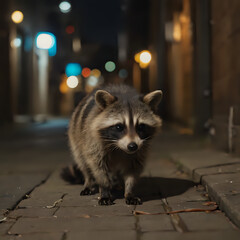 a walking down a street at night in a dark alley