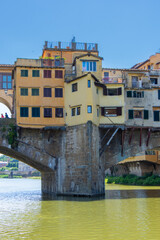 Details of the famous Ponte Vecchio over the Arno river in the city of Florence in Italy