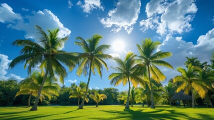 Palm Trees in Tropical Garden