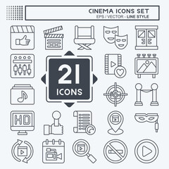 Icon Set Cinema. related to Film symbol. line style. simple design illustration