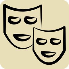 Icon Drama. related to Cinema symbol. hand drawn style. simple design illustration