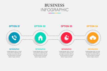 Infographic timeline process 4 steps for presentations, vector illustration