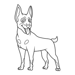 Cartoon Doberman dog line art
