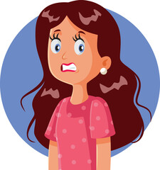 Stressed Adult Woman Looking Awkward Vector Illustration. Unhappy anxious lady feeling depressed and remorseful 
