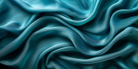 Obraz premium design your space copy background fabric turquoise beautiful folds wavy soft silk wave liquid background color teal elegant fabric satin silk green blue 