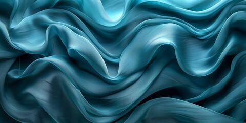 Obraz premium design your space copy background fabric turquoise beautiful folds wavy soft silk wave liquid background color teal elegant fabric satin silk green blue 