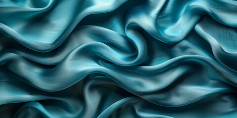 Fototapeta premium design your space copy background fabric turquoise beautiful folds wavy soft silk wave liquid background color teal elegant fabric satin silk green blue 