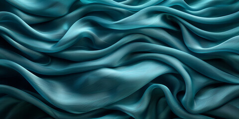 Obraz premium design your space copy background fabric turquoise beautiful folds wavy soft silk wave liquid background color teal elegant fabric satin silk green blue 