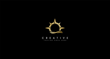 compass and sea logo vector design