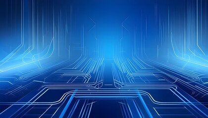 A modern and clean tech background with sleek lines and circuits in various shades of blue