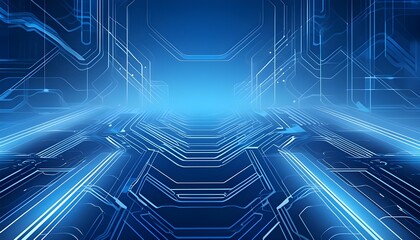 A modern and clean tech background with sleek lines and circuits in various shades of blue