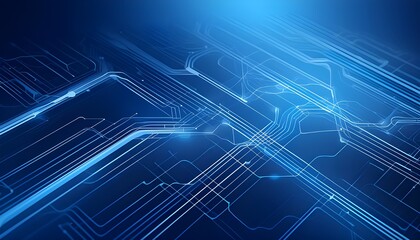 A modern and clean tech background with sleek lines and circuits in various shades of blue