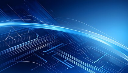 A modern and clean tech background with sleek lines and circuits in various shades of blue