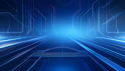 A modern and clean tech background with sleek lines and circuits in various shades of blue