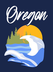 Oregon state with green grass and trees