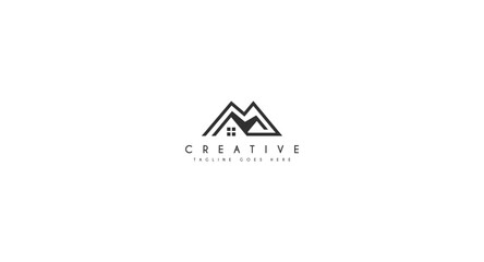 Letter M real estate logo design vector illustration.