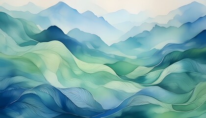 A watercolor background with soft, flowing strokes in shades of blue and green