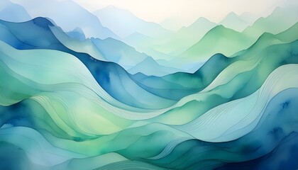 A watercolor background with soft, flowing strokes in shades of blue and green