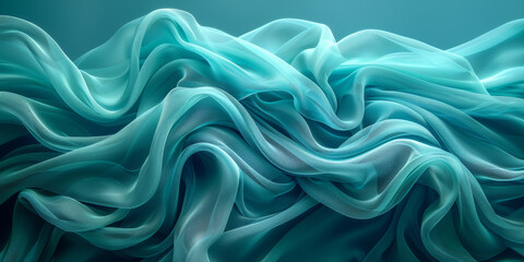 Obraz premium design your space copy background fabric turquoise beautiful folds wavy soft silk wave liquid background color teal elegant fabric satin silk green blue 