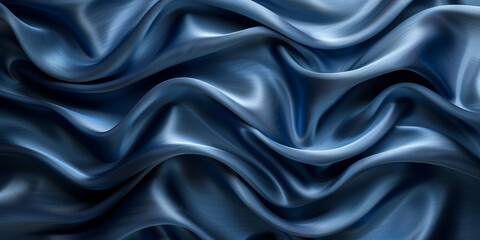 Fototapeta premium navy blue elegant abstract background silk satin fabric nice folds beautiful dark blue background wavy lines copy space 