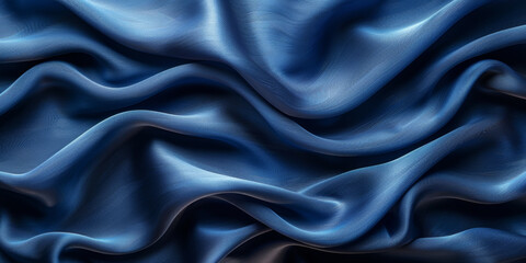 Obraz premium navy blue elegant abstract background silk satin fabric nice folds beautiful dark blue background wavy lines copy space 