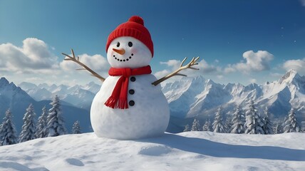 Obraz premium snowman of blue sky