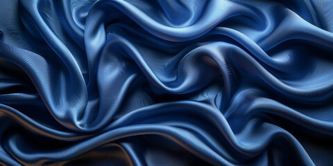 Obraz premium navy blue elegant abstract background silk satin fabric nice folds beautiful dark blue background wavy lines copy space 