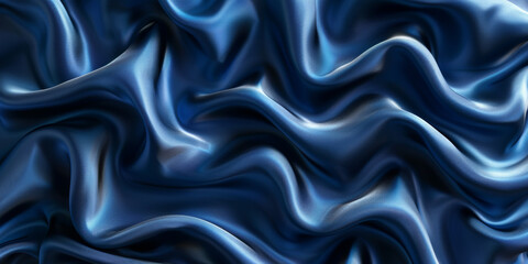 Fototapeta premium navy blue elegant abstract background silk satin fabric nice folds beautiful dark blue background wavy lines copy space 