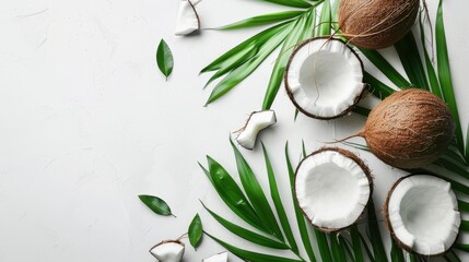 Coconut with leaves