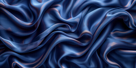 Fototapeta premium navy blue elegant abstract background silk satin fabric nice folds beautiful dark blue background wavy lines copy space 
